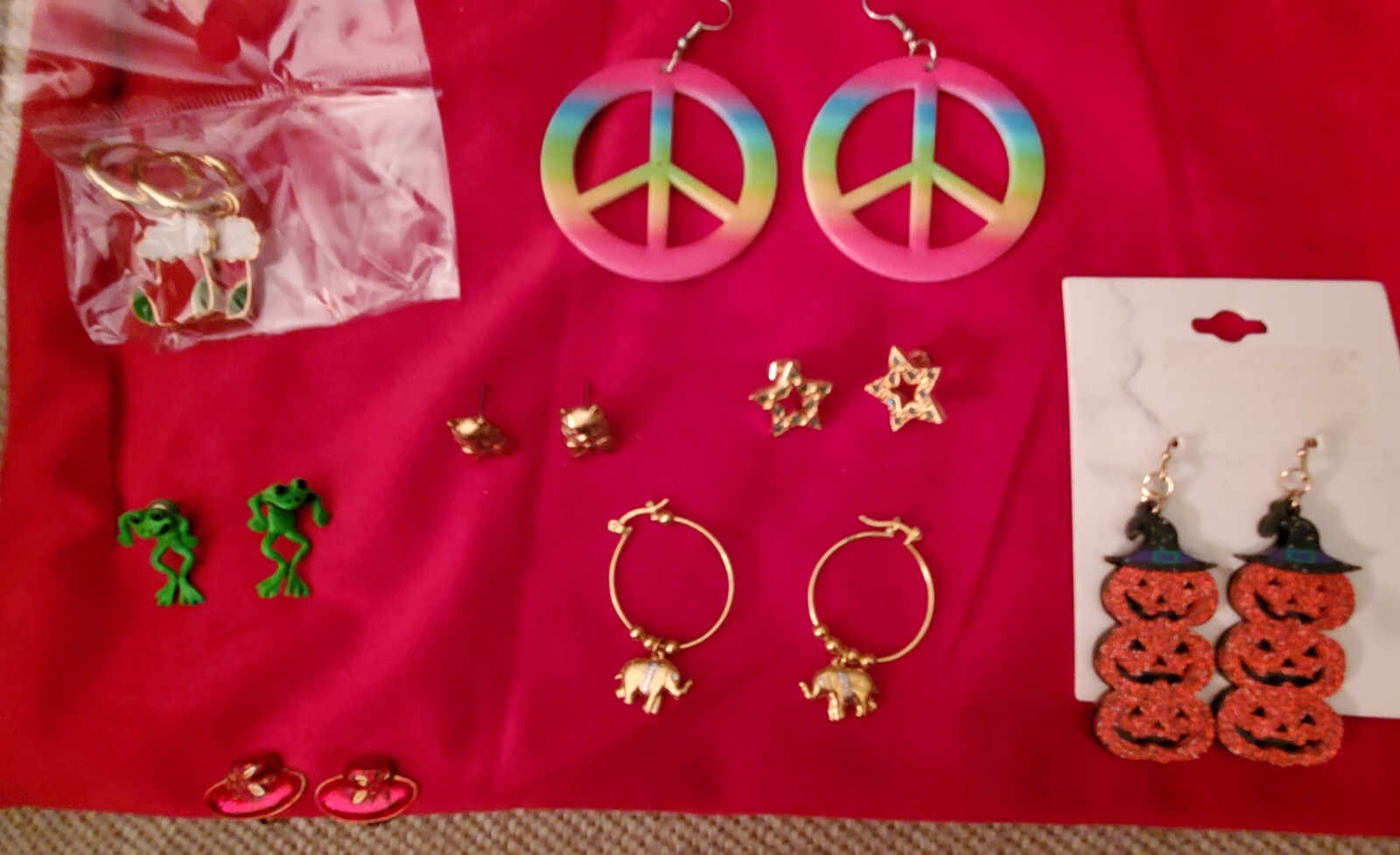 8 Pair Of Unique Earrings Seasonal Funny Pets Etc