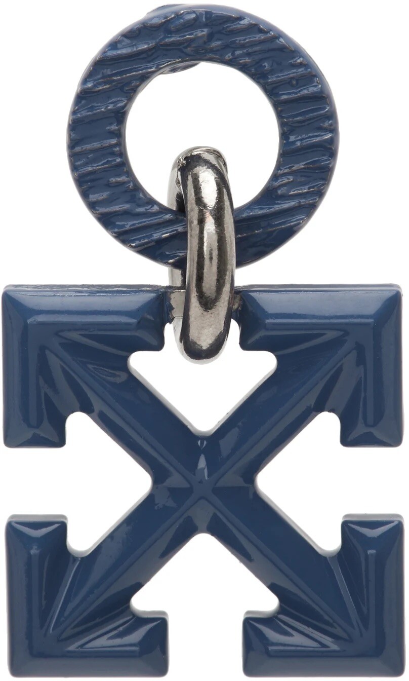 Auth. OFF-WHITE Virgil Abloh Blue Varnished Arrow Hex nut Singular Earring $210!