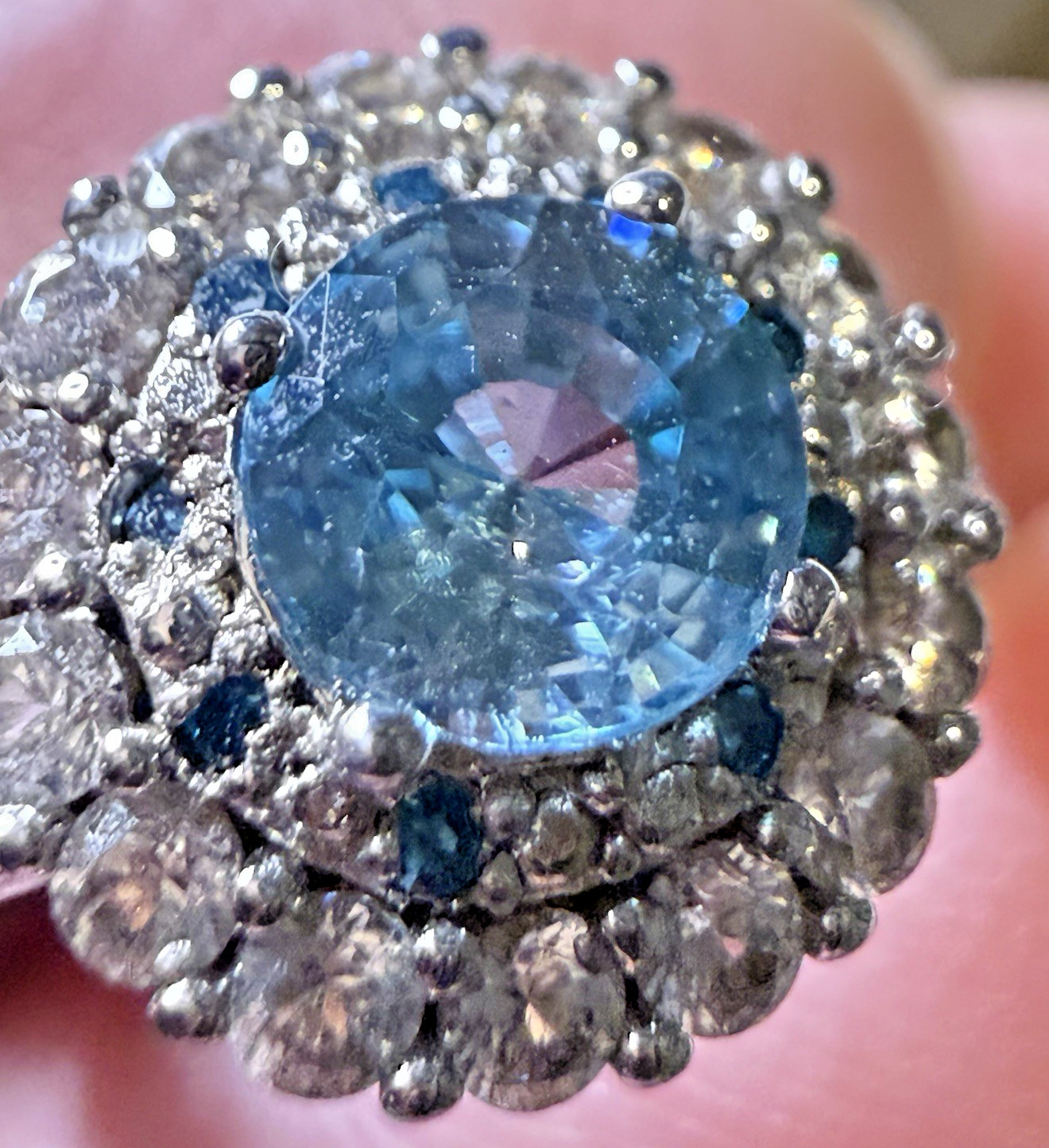 BBJ Bangkok Ratnaraj JTV 925 Sterling Silver Light Blue Aquamarine Ring SZ 6 3/4