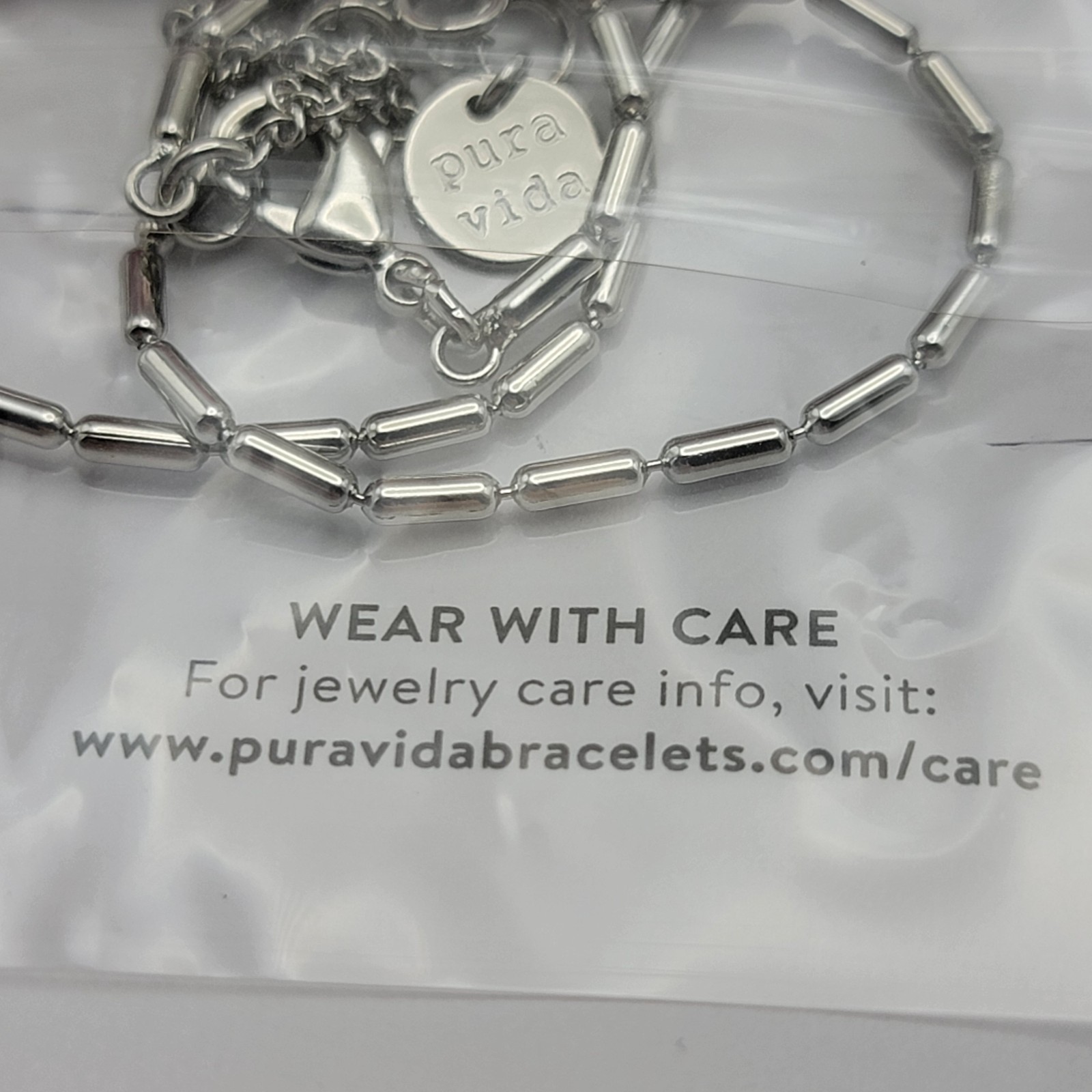 Pura Vida Silver Tone Bar Link Chain Necklace 17″ Adjustable Lobster Clasp