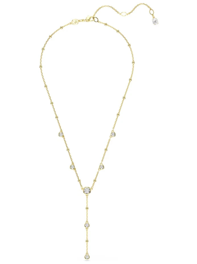Swarovski Imber Y necklace Round cut, White, Gold-tone plated