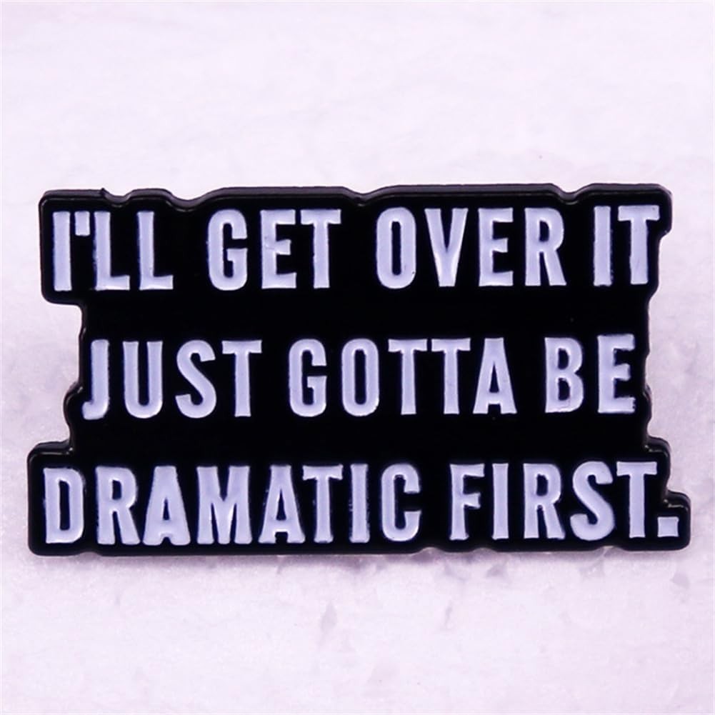 Dramatic Quote Enamel Brooch – Stylish Zinc Alloy Pin for Personal Expression