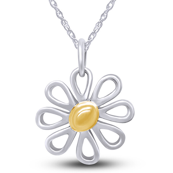Whimsical Daisy Pendant Necklace Solid Gold Sterling Silver 925