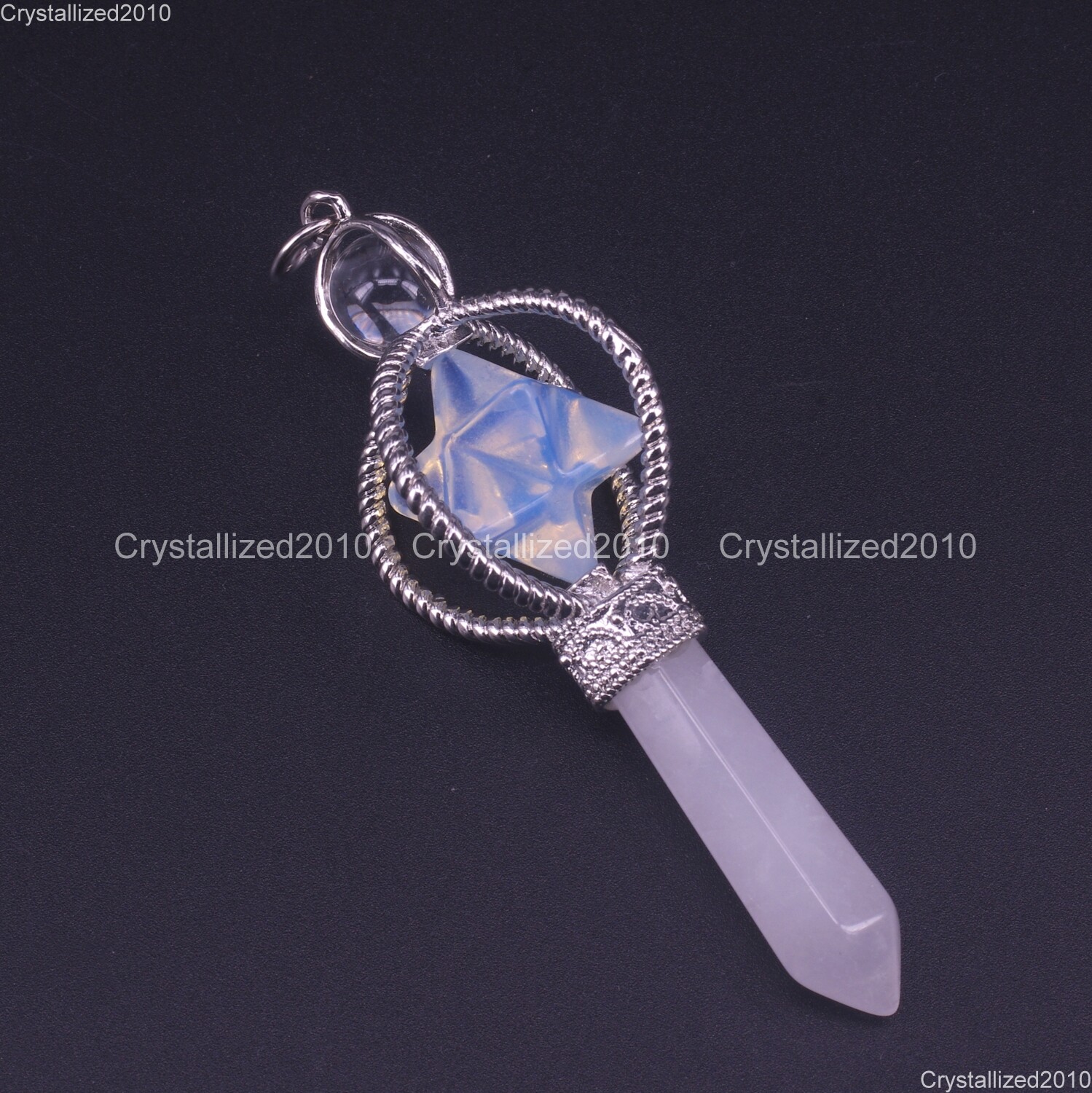 Natural Gemstones Merkaba Healing Crystal Pointed Reiki Chakra Pendant Necklace