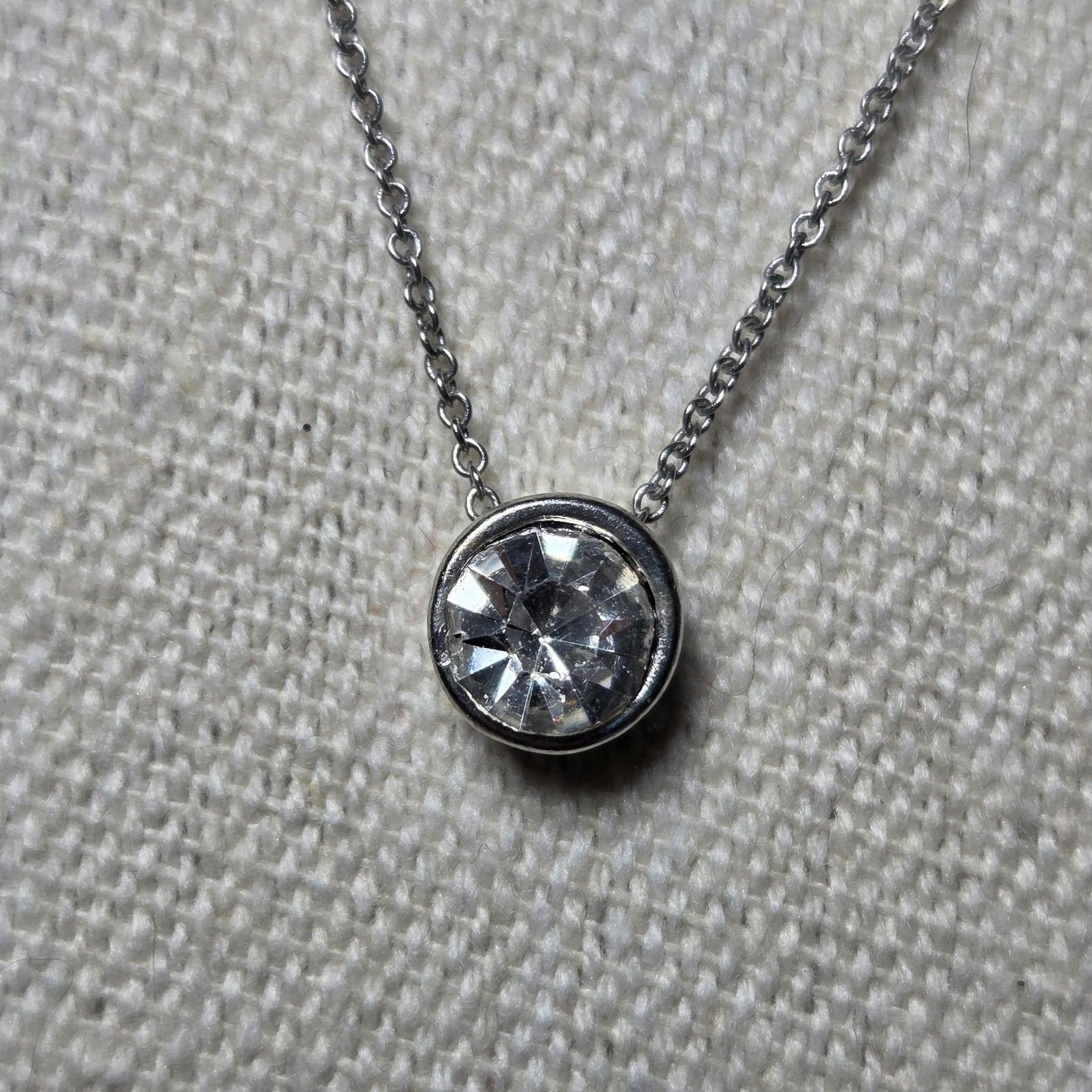 2-Strand Layered CZ Necklace Silver Tone Pave Cluster Bezel Set Solitaire Chic