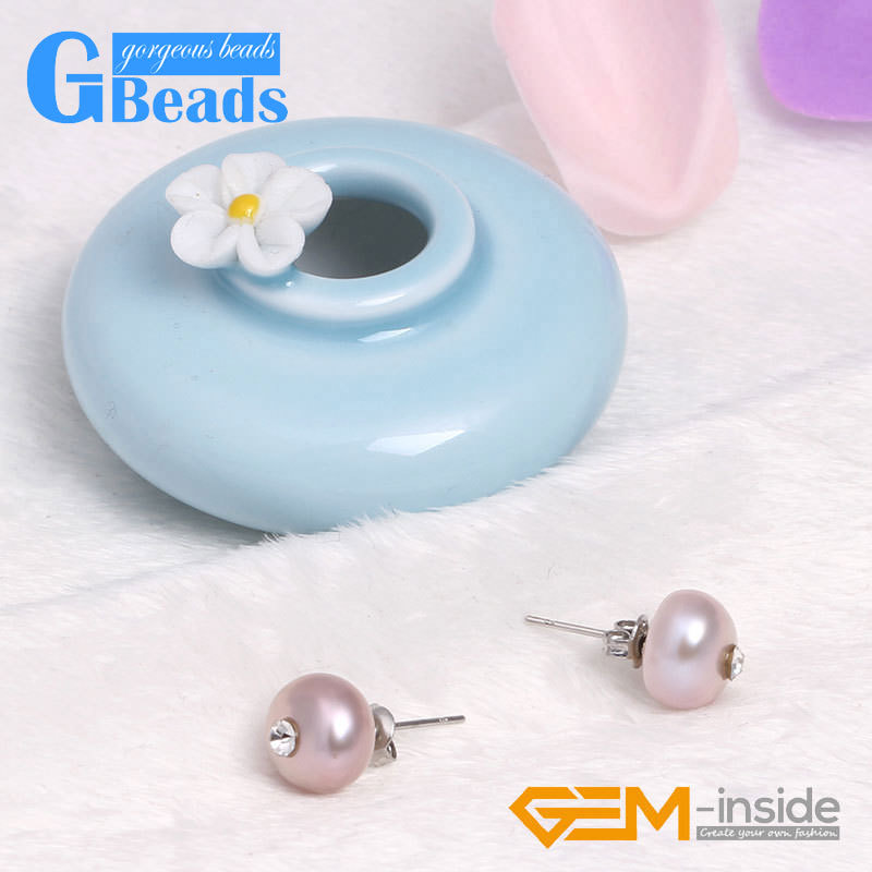 Earrings Women Natural Cultured Freshwater Pearls Sliver Plated Stud Jewelry