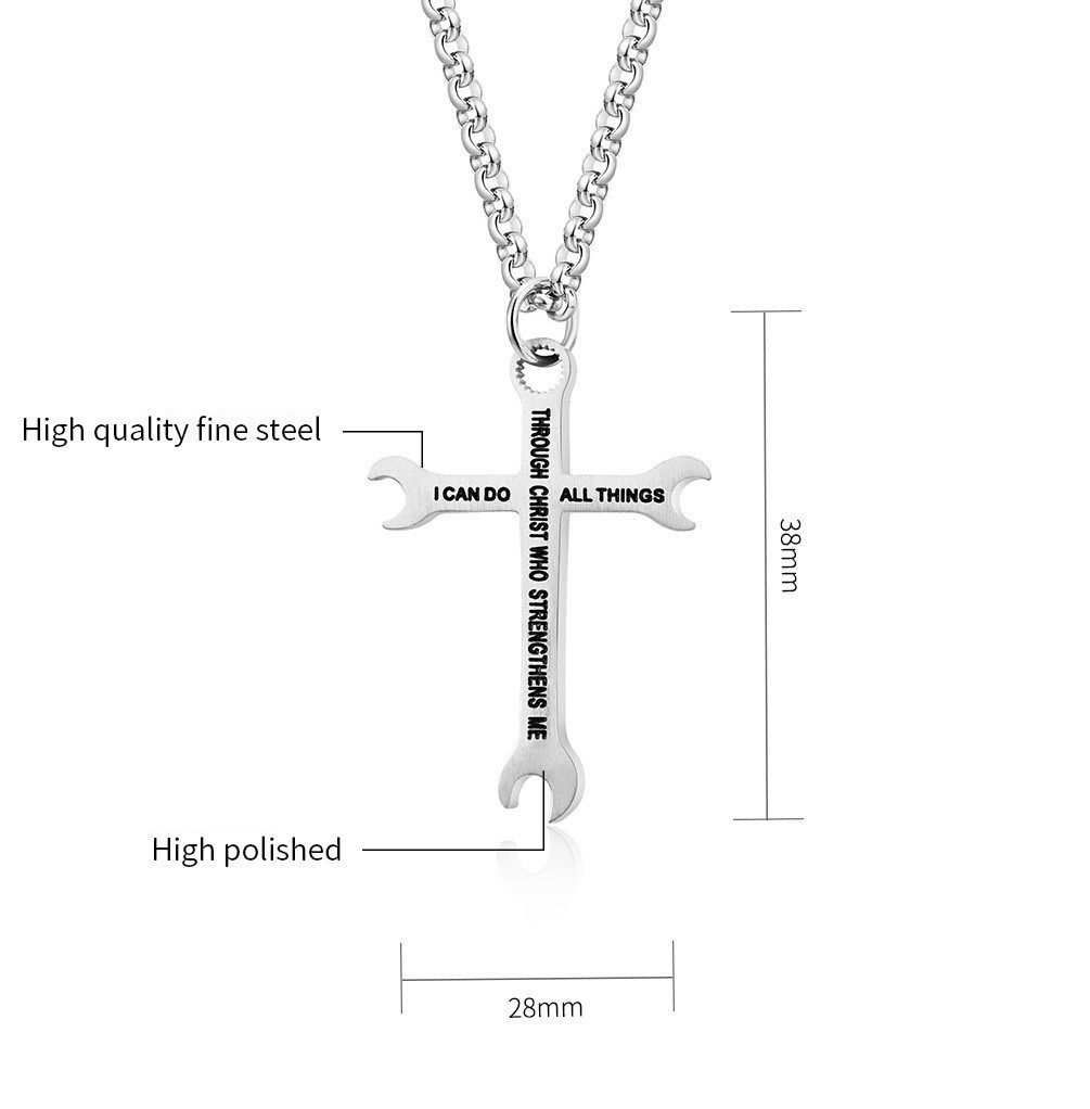 Philippians 4:13 Wrench Cross – Mechanic’s Inspirational Necklace – Religious