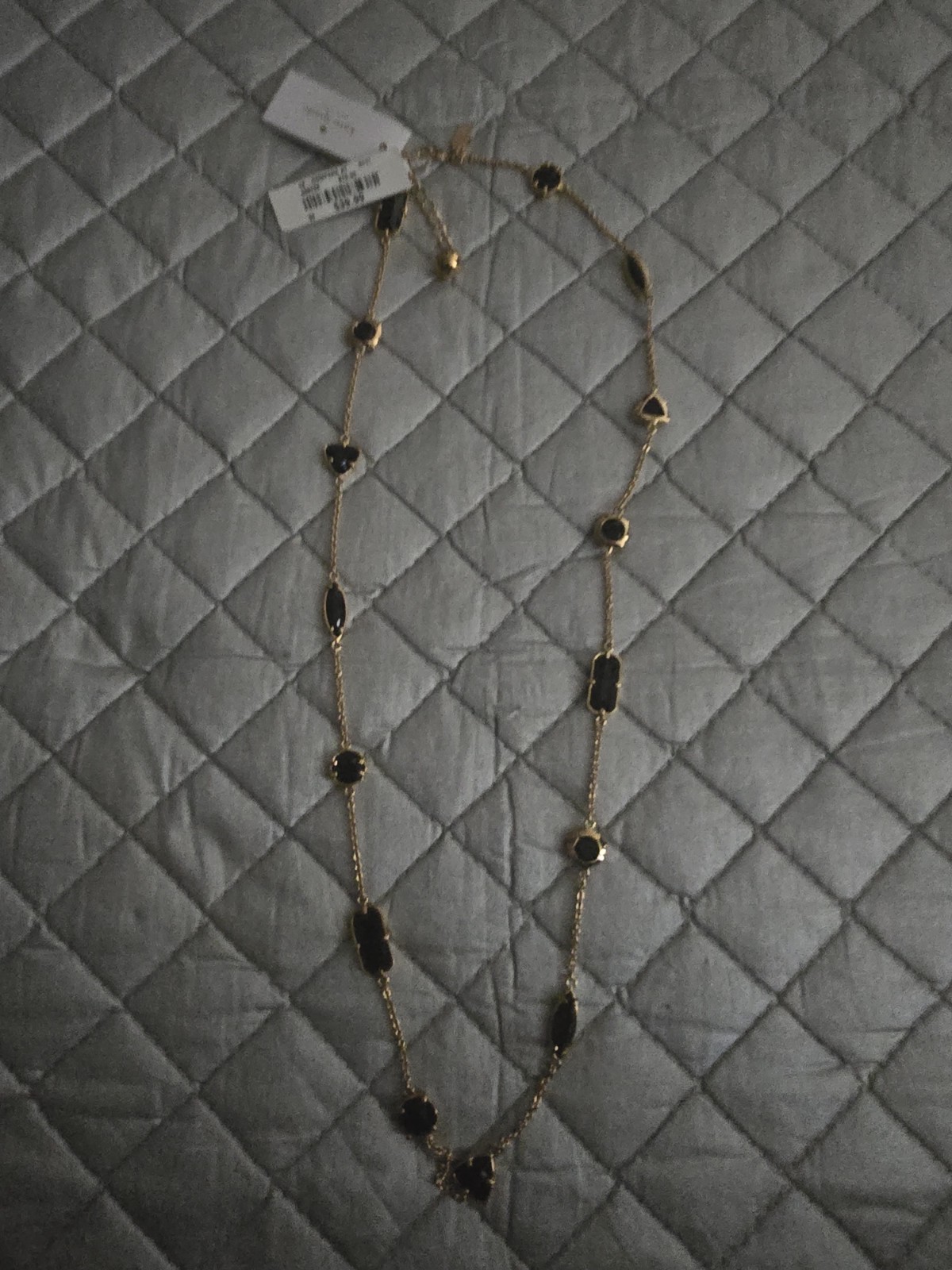 kate spade new york Gold Tone Black Crystal Station Necklace O0RU1239