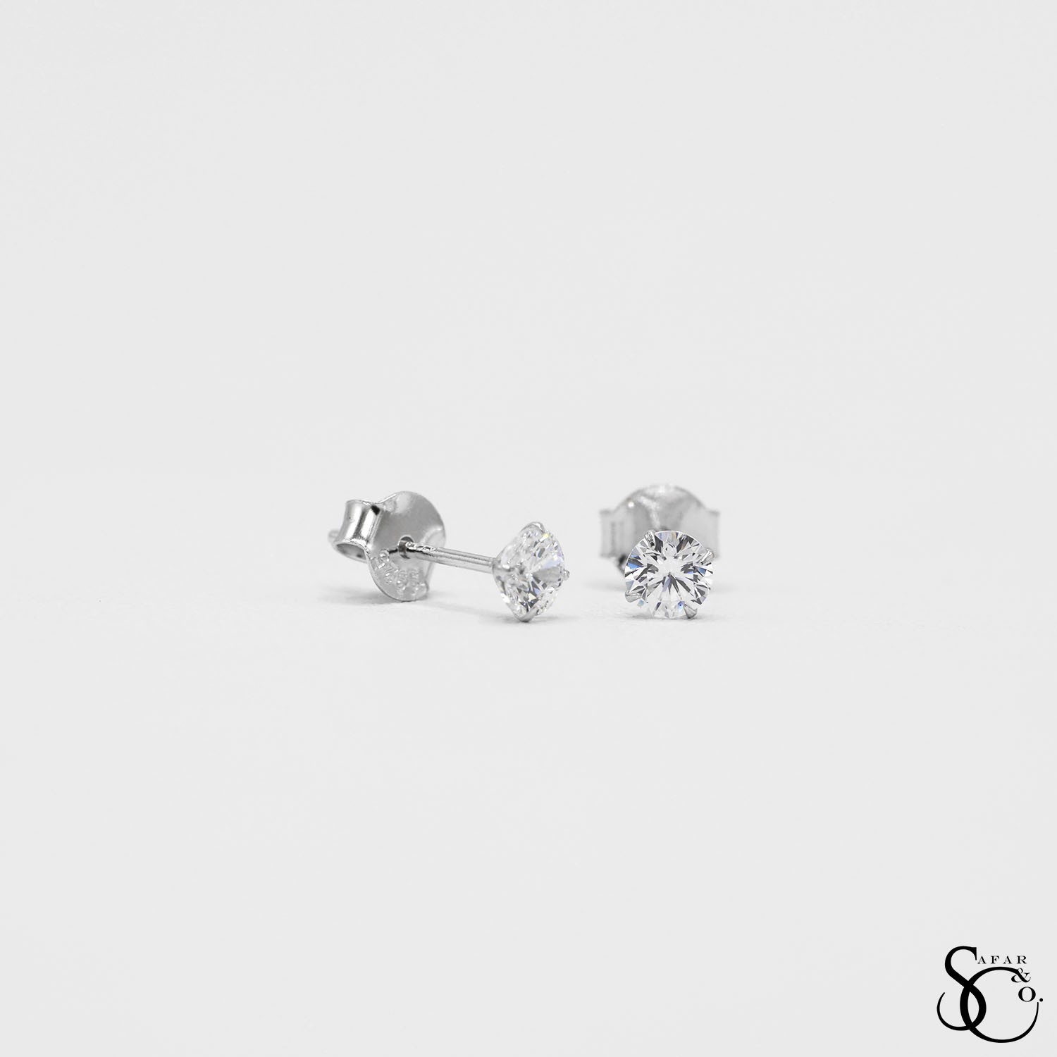 925 Sterling Silver Solitaire Round Cubic Zirconia Stud Earrings 4mm – 10mm