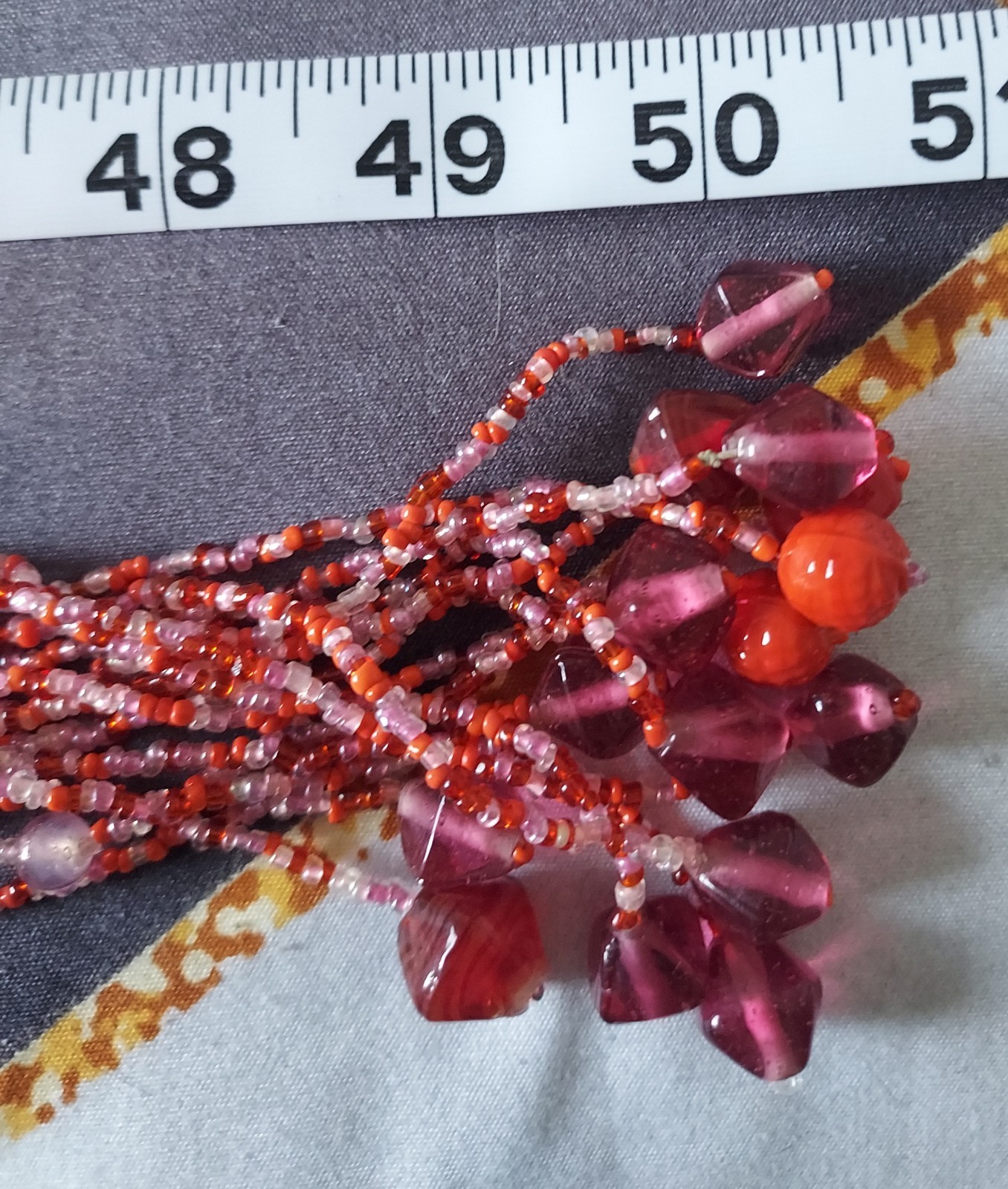Multicolor Beaded Multi Strand Scarf Wrap Necklace w/Straight Back Statement