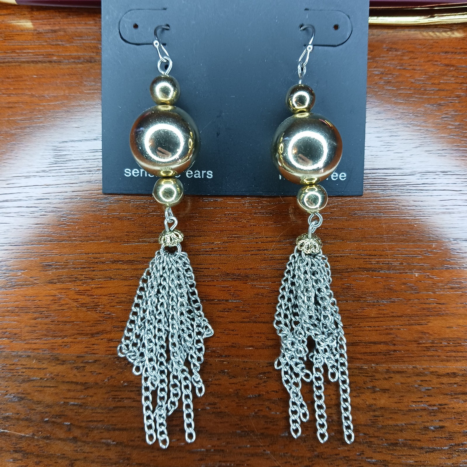 Sterling Silver Earrings Dangle Tassel Bead & Hook Sensitive Ears Nickle Free