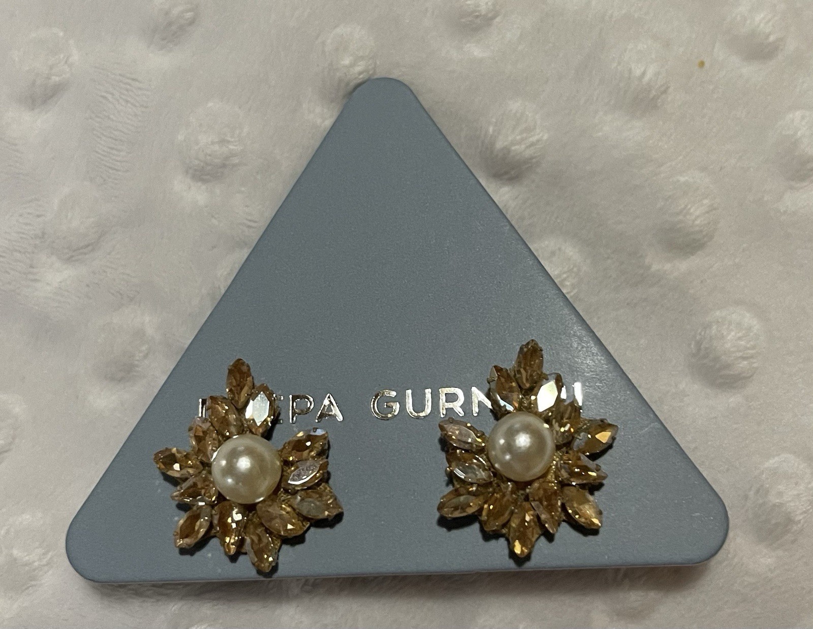 NWT Deepa Gurnani Sahana Earrings Handmade Gold NWT