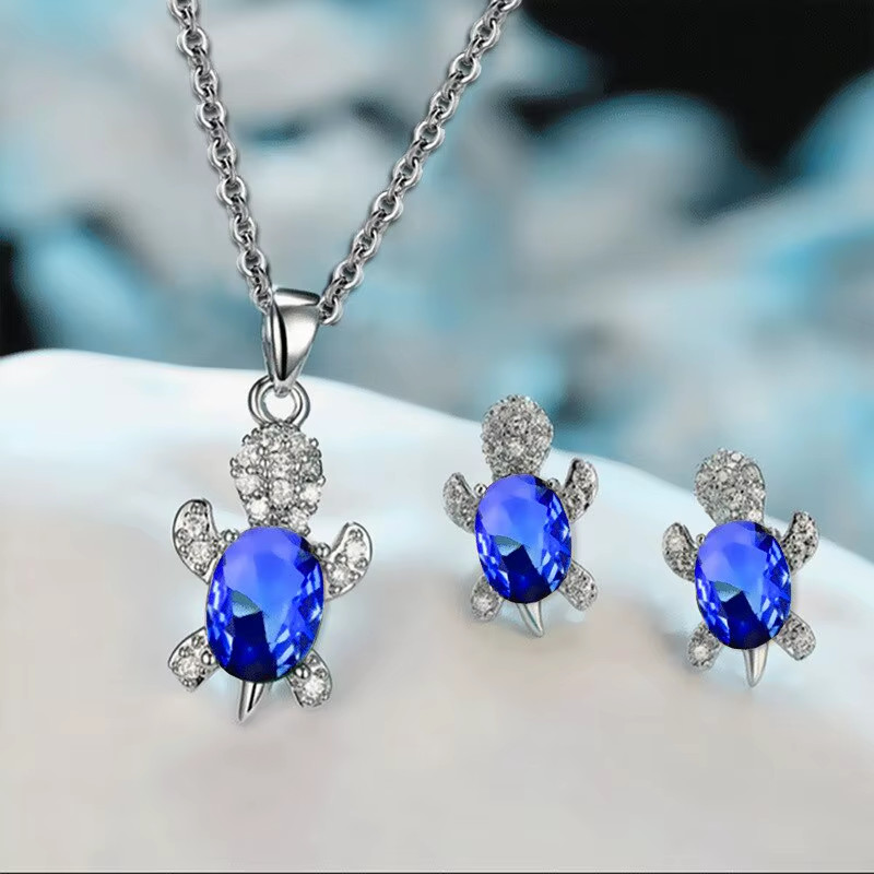 Silver-Plated Turtle Necklace Set – 1.7×0.7cm (0.67×0.28in) 50cm Multi-Color Set