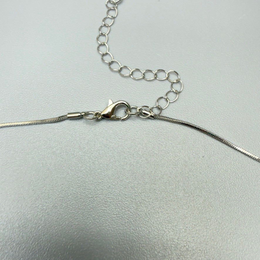 Silver Tone Brutalist Liquid Drip Pendant Snake Chain Necklace 16″ Abstract Chic