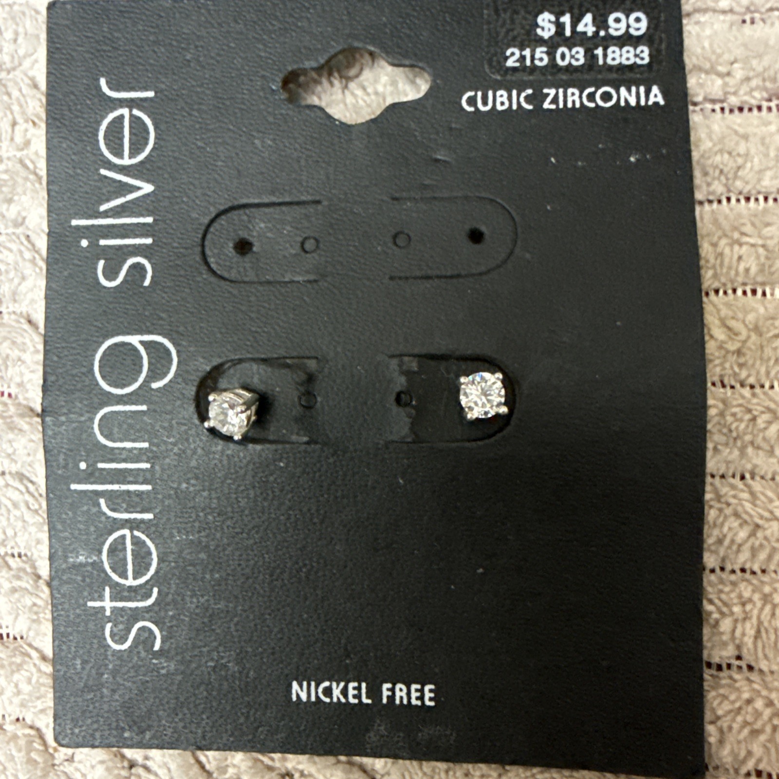 Sterling Silver 925 Post Earrings Cubic Zirconia Nickle Free 075
