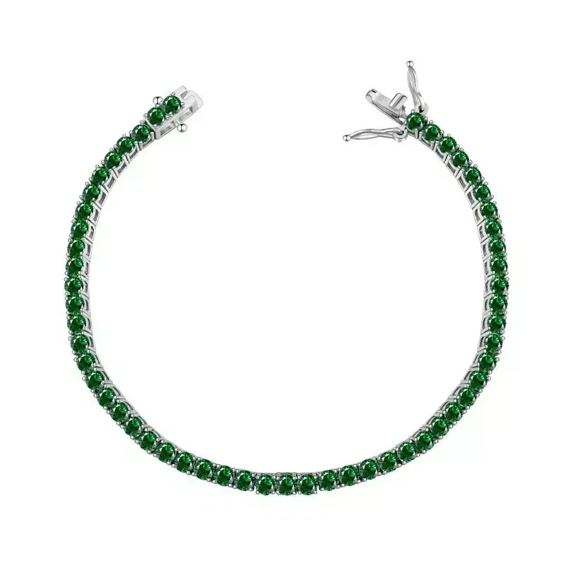 10ct Round Cut Simulated Emerald Women Tennis Bracelet 14k White Gold Plated