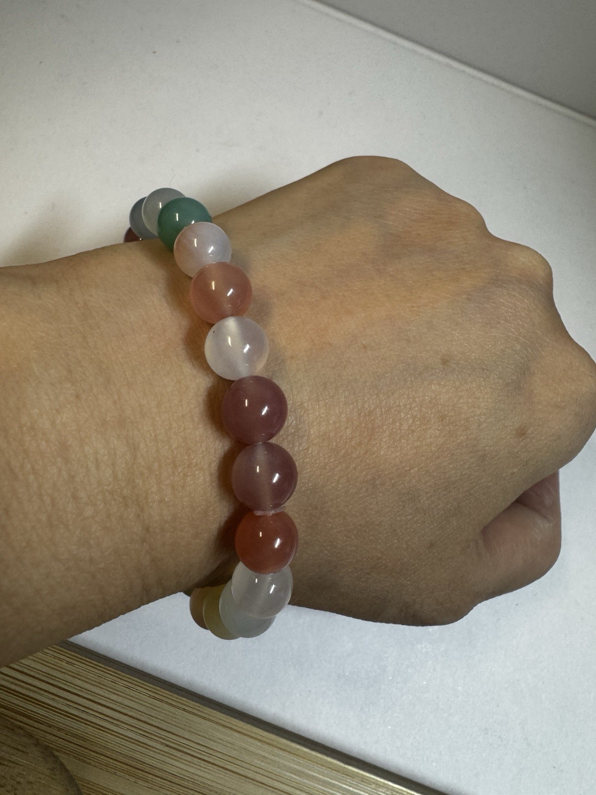 multicolor 8mm round beads yanyuan agate stretch Bracelet new 6.5” good quality