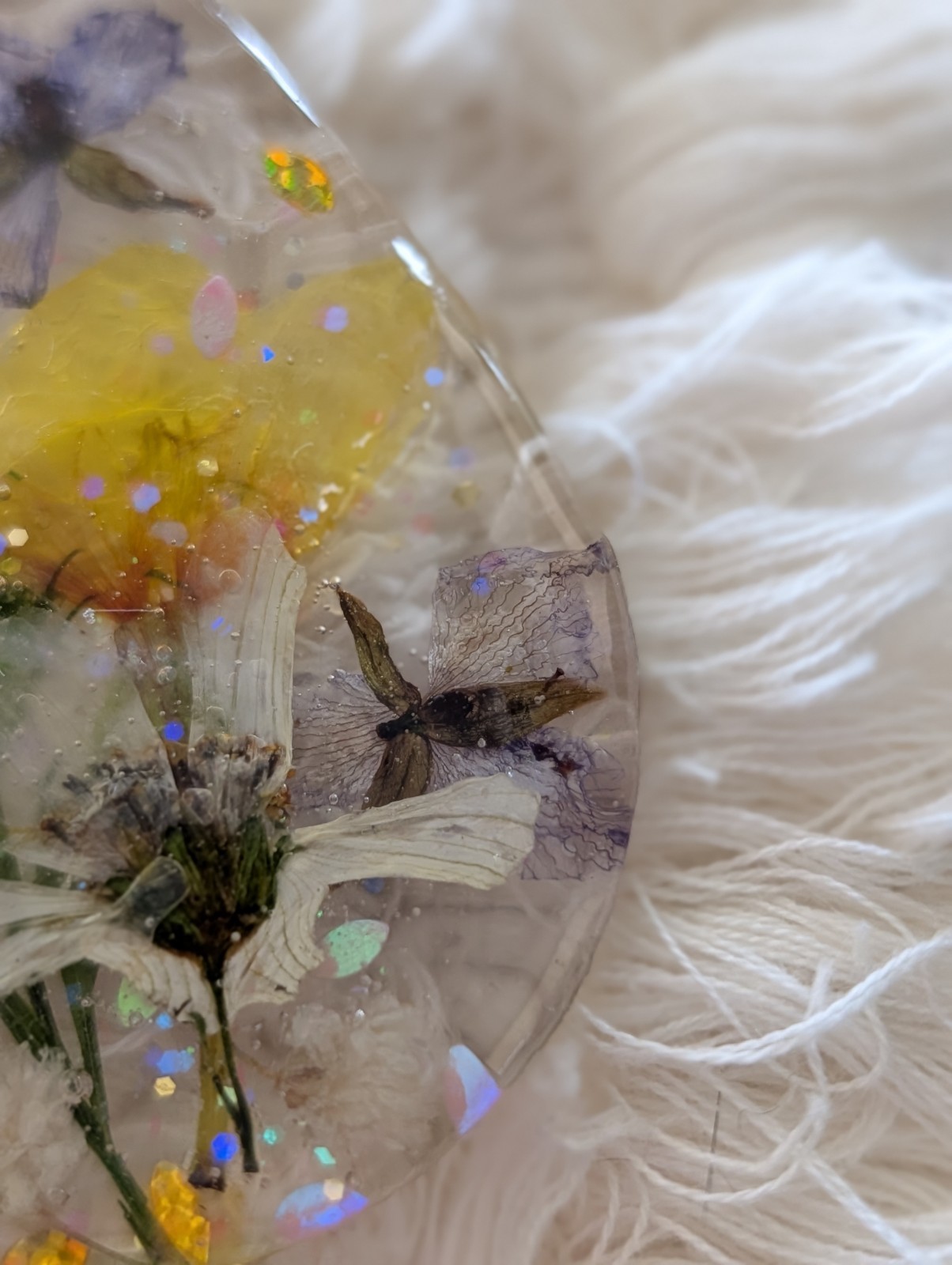 Handmade Pressed Grass Flower Resin Charm Pendant Jewelry