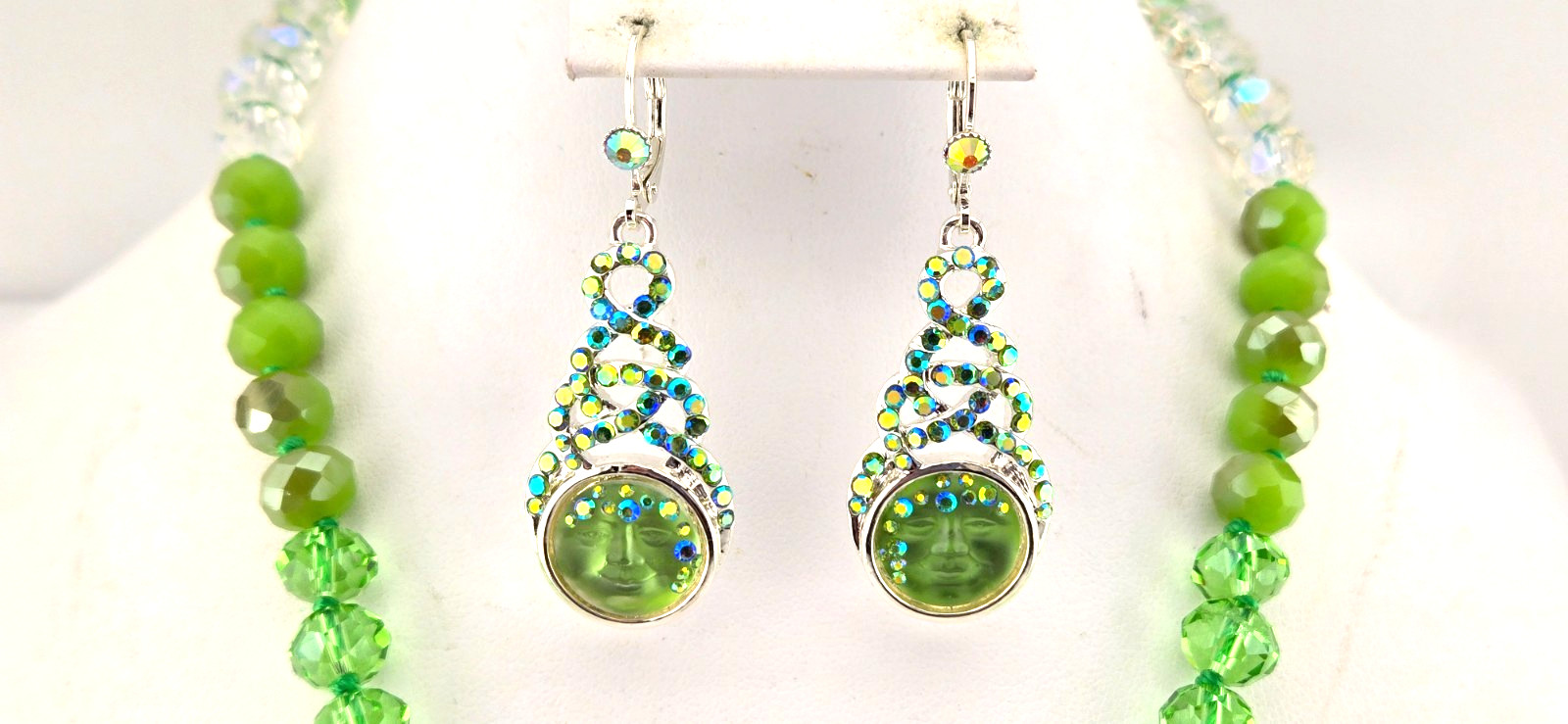 Kirks Folly CELTIC GODDESS ILLUSION ENHANCER EARRINGS & Ombre Necklace ST #117