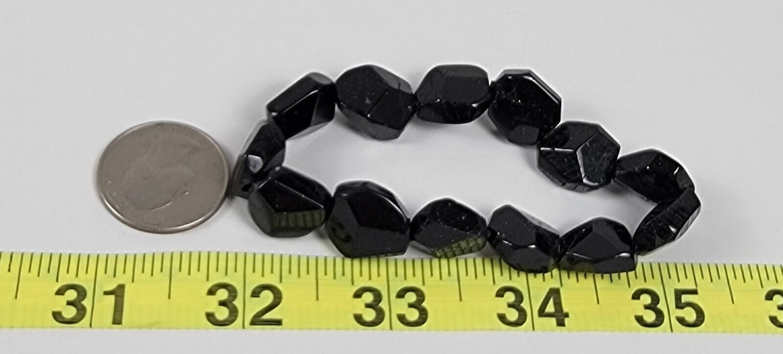 Black Rough Baroque Stone Crystal Stretch Bracelet 6.5″ Sizable Unisex Adults