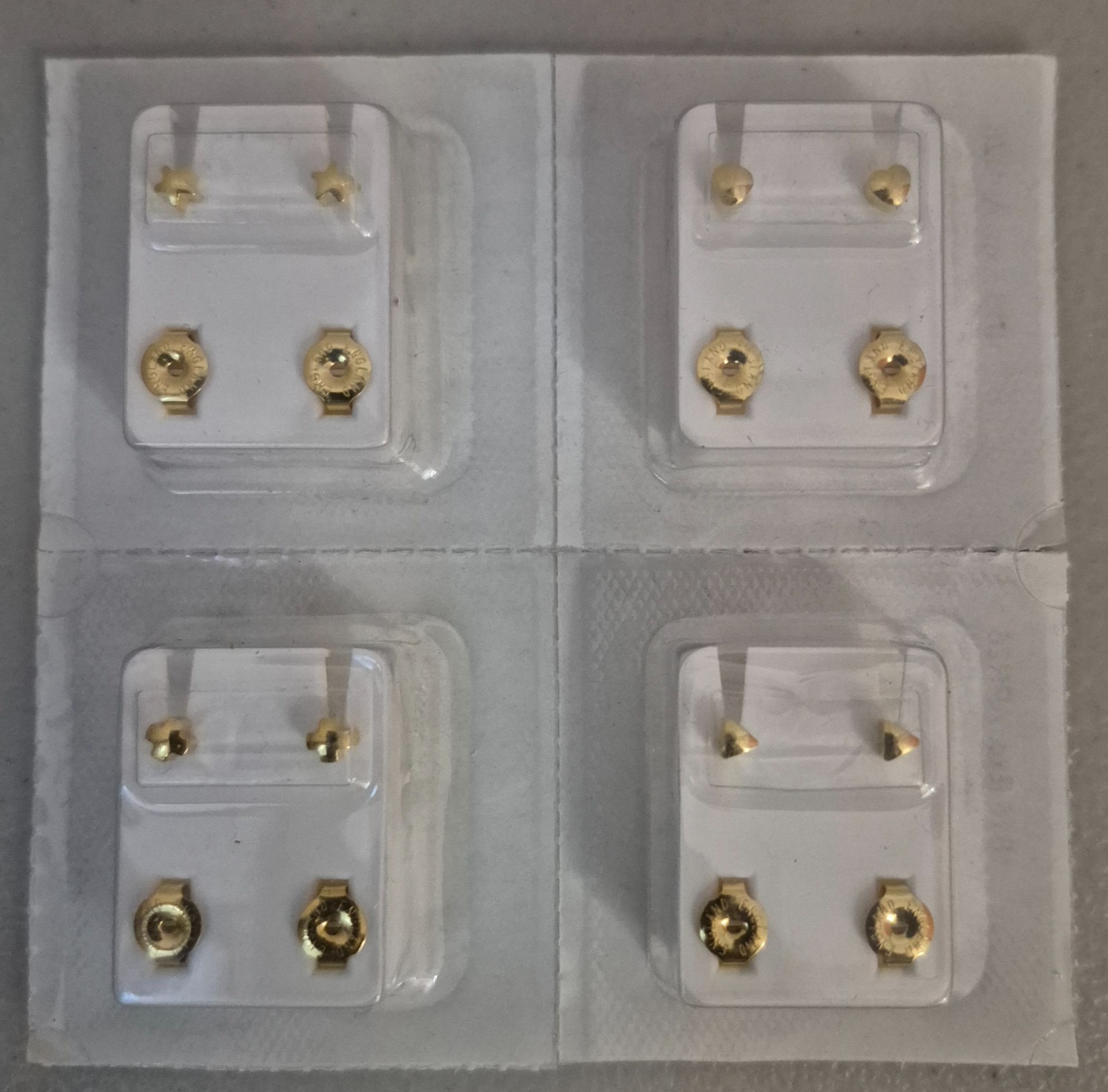 4x Caflon Certified Sterile Ear Piercing Stud Earrings – BB 04/26 – MIX As PIc