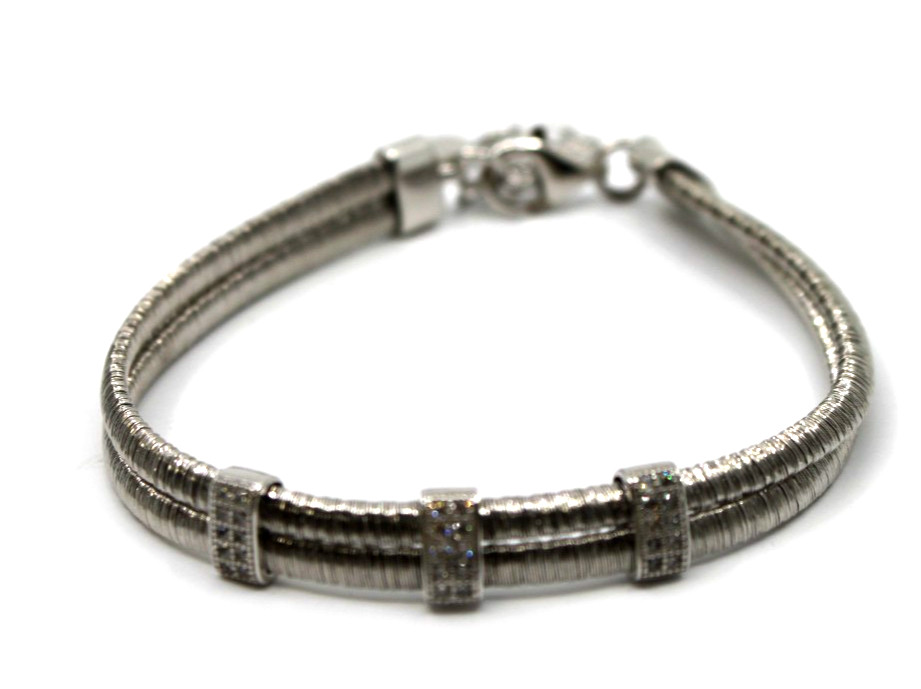 Sterling Silver Cubic Zirconia Adjustable Bracelet 7-9″in