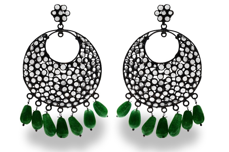 Oscar Black Sliver Plated Cubic Zirconia Stone Earring Jewellry