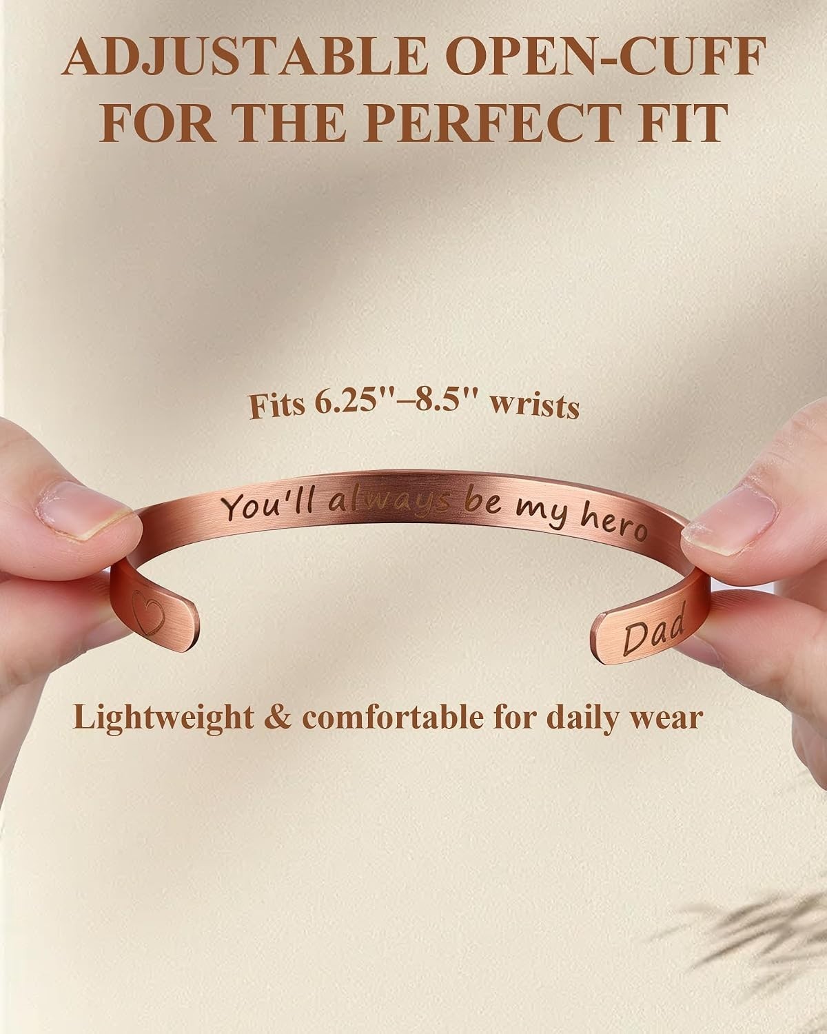 Engraved ‘Always & Forever’ Copper Cuff Bracelet – Adjustable Gift for Him/Her