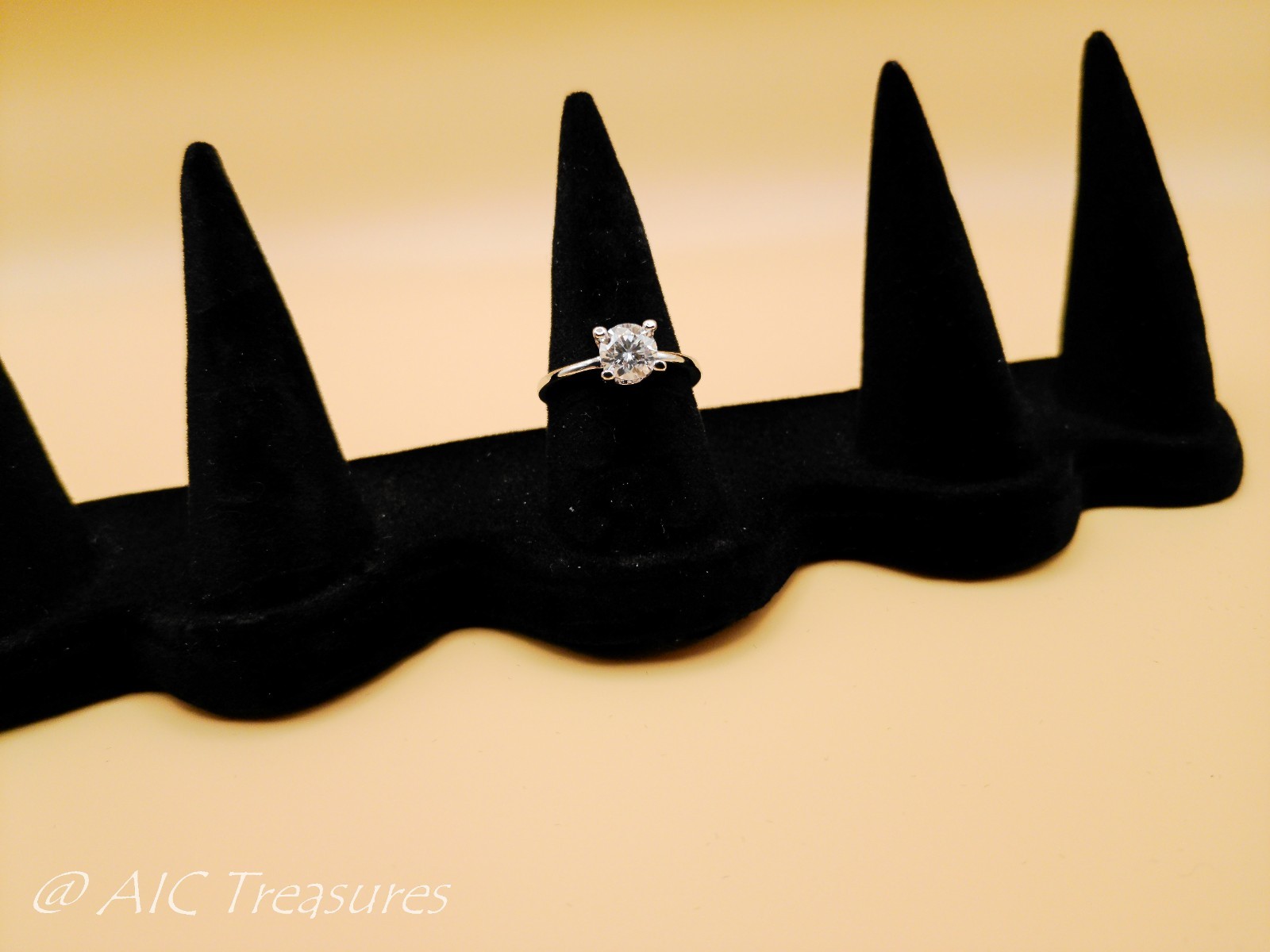 14K Gold Over Silver Moissanite Solitaire Ring Size 7 D Color GRA Certified