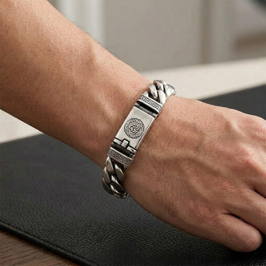 S925 Sterling Silver Byzantine Chain Bracelet Unisex Cuban Link Gift Box 18-23cm