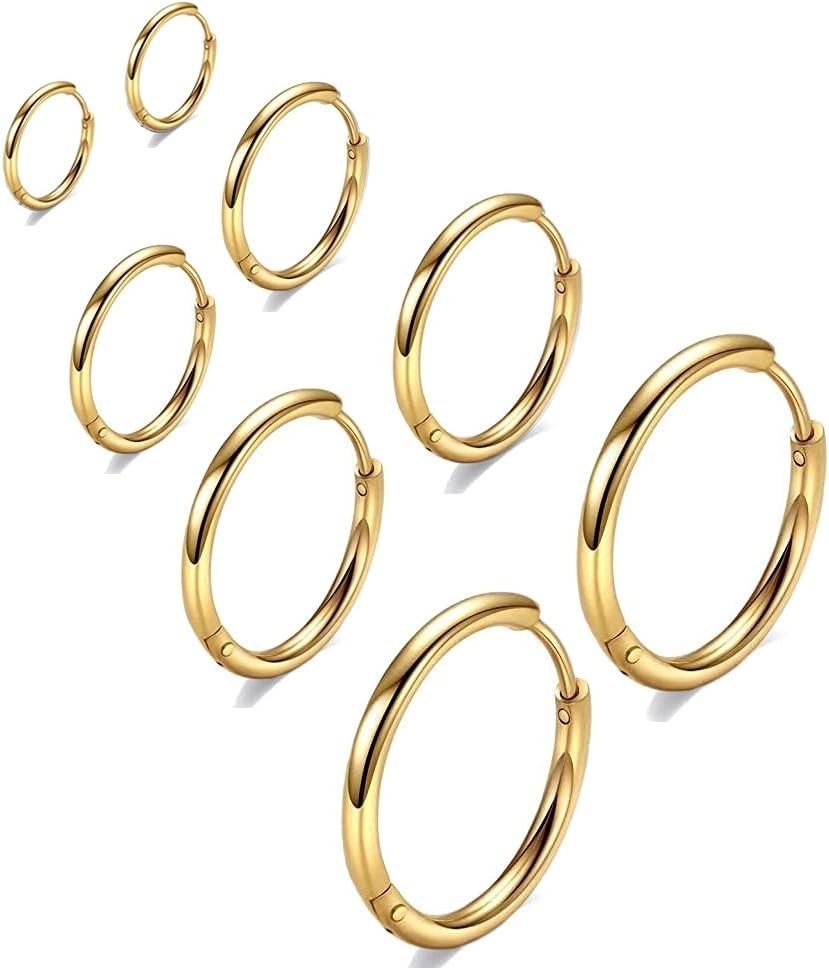 Lightweight and Durable Hypoallergenic Gold Hoop Earrings, Perfect Gift Set