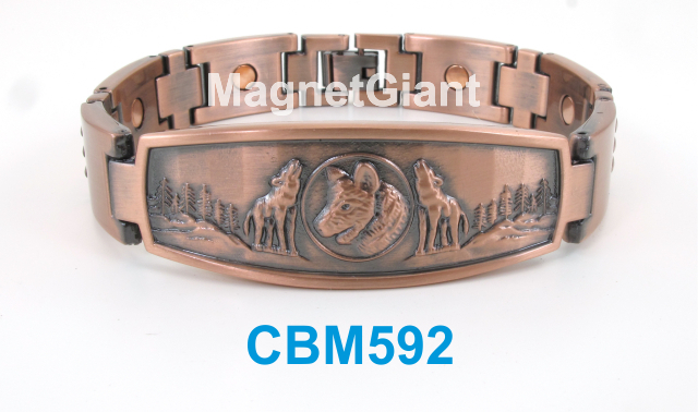Wolf – Men Copper link high power magnetic bracelet CBM592 animal