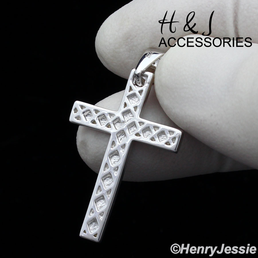 16-24″MEN 925 STERLING SILVER 2MM MIAMI CUBAN CHAIN PLAIN CROSS PENDANT*ASP194