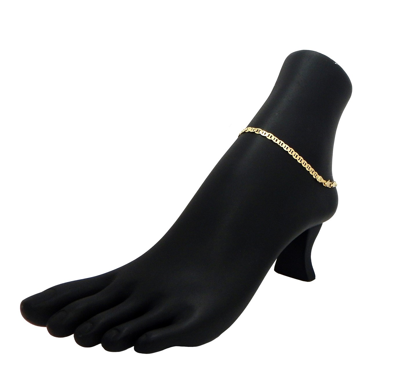 5mm MARINER ANCHOR CHAIN QUALITY ANKLET BRACELET 14K ITALY GOLD PLATED