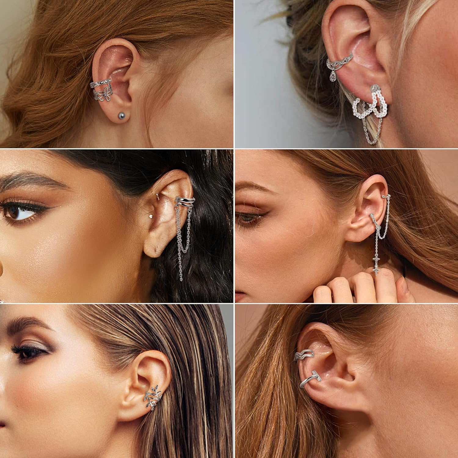Ear Cuff Earrings Set for Women Adjustable Fake Earring Cuffs Non Piercing Earri