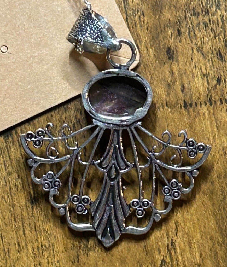 98951. Fluorite Handmade 925 Silver Pendant Necklace