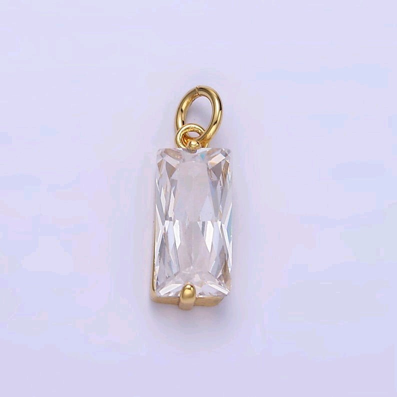 24k gold filled 15mm clear cz baguette add-on charm in gold