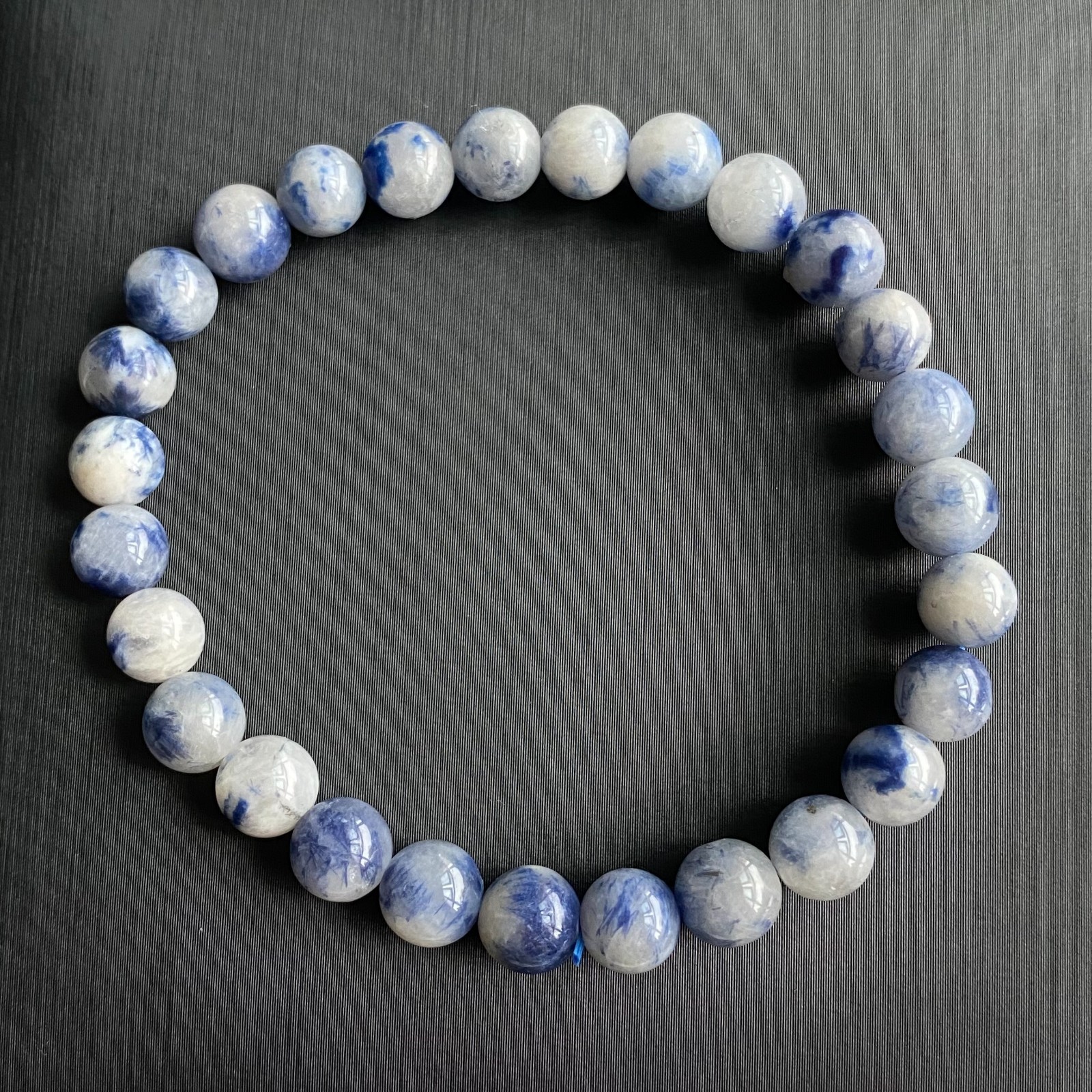 6.9mm Natural Blue Dumortierite Quartz Crystal Beads Bracelet 1140