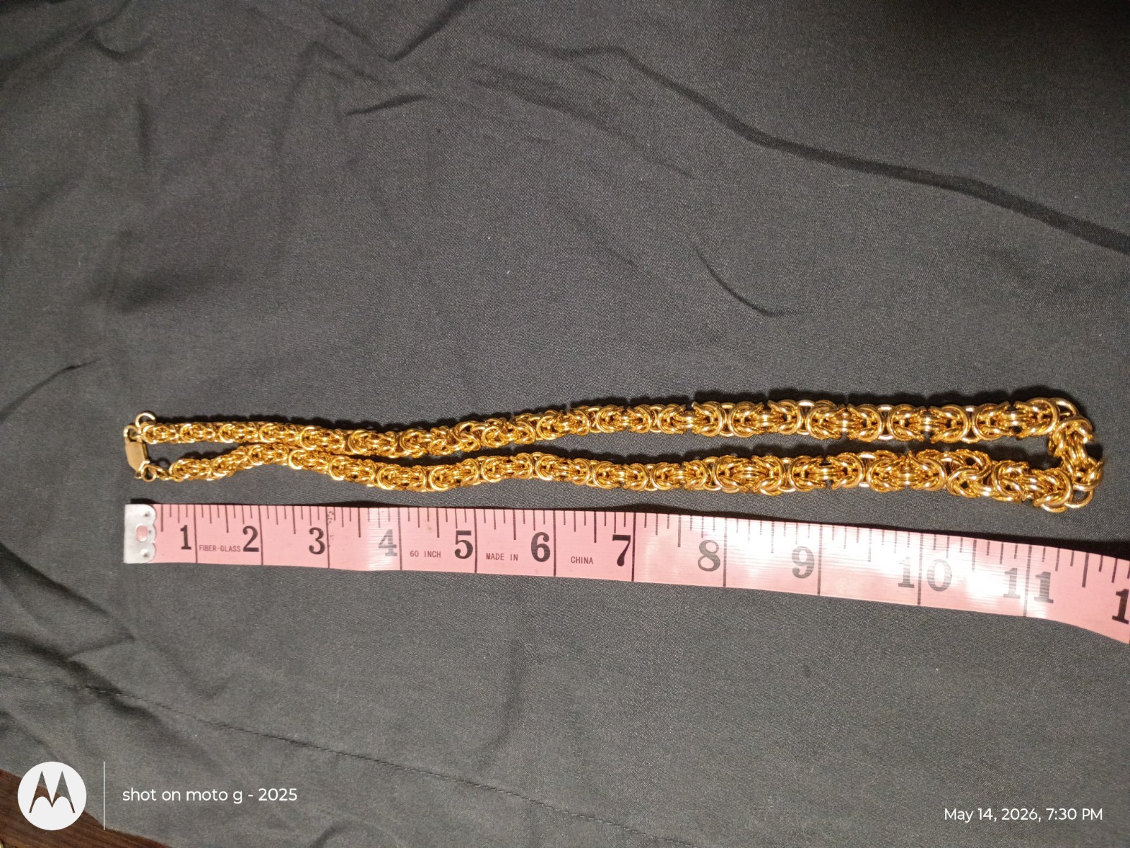 Gold Tone Byzantine Chain Necklace 24in Metal Link Chain Style No Stone