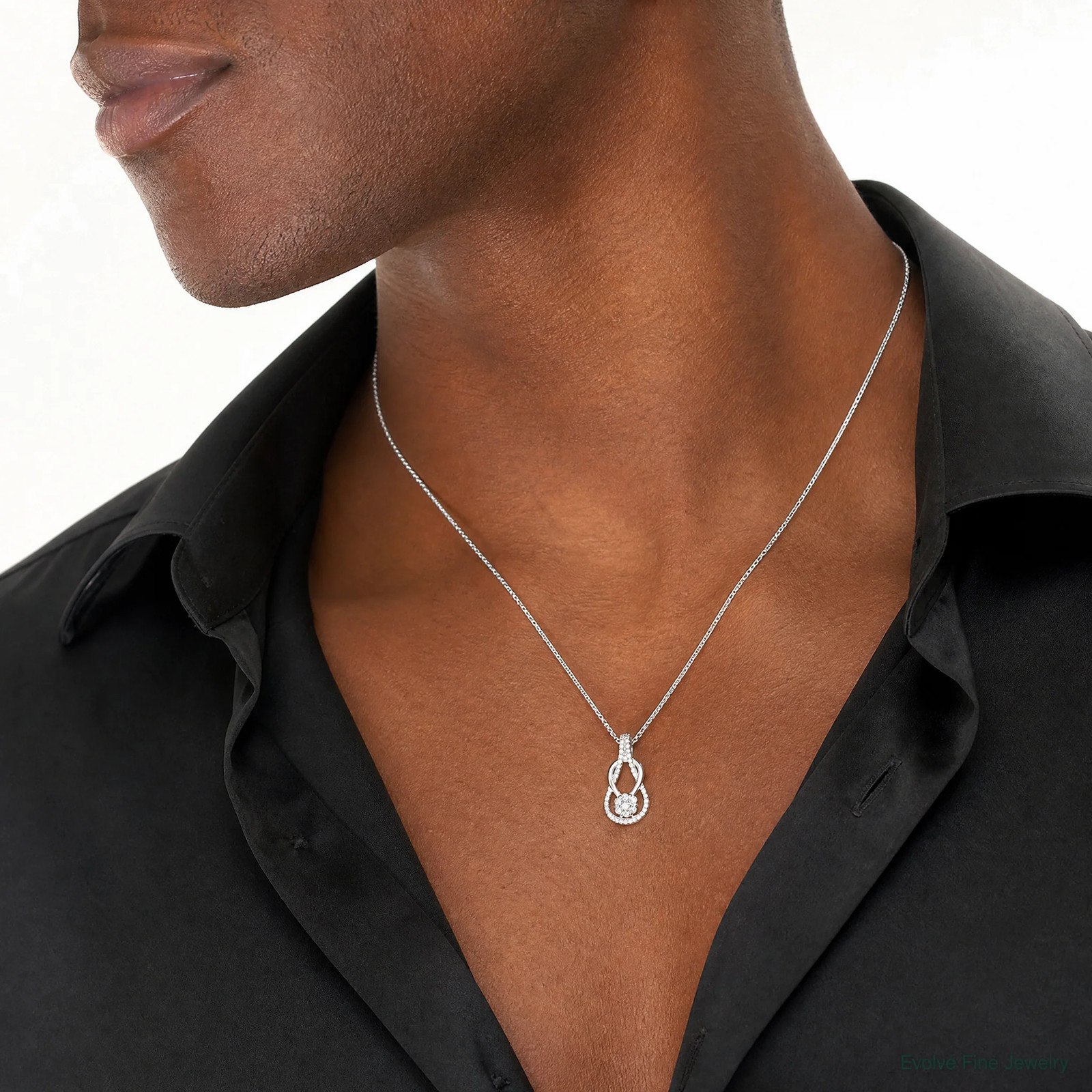 Sterling Silver CZ & Teardrop Pendant