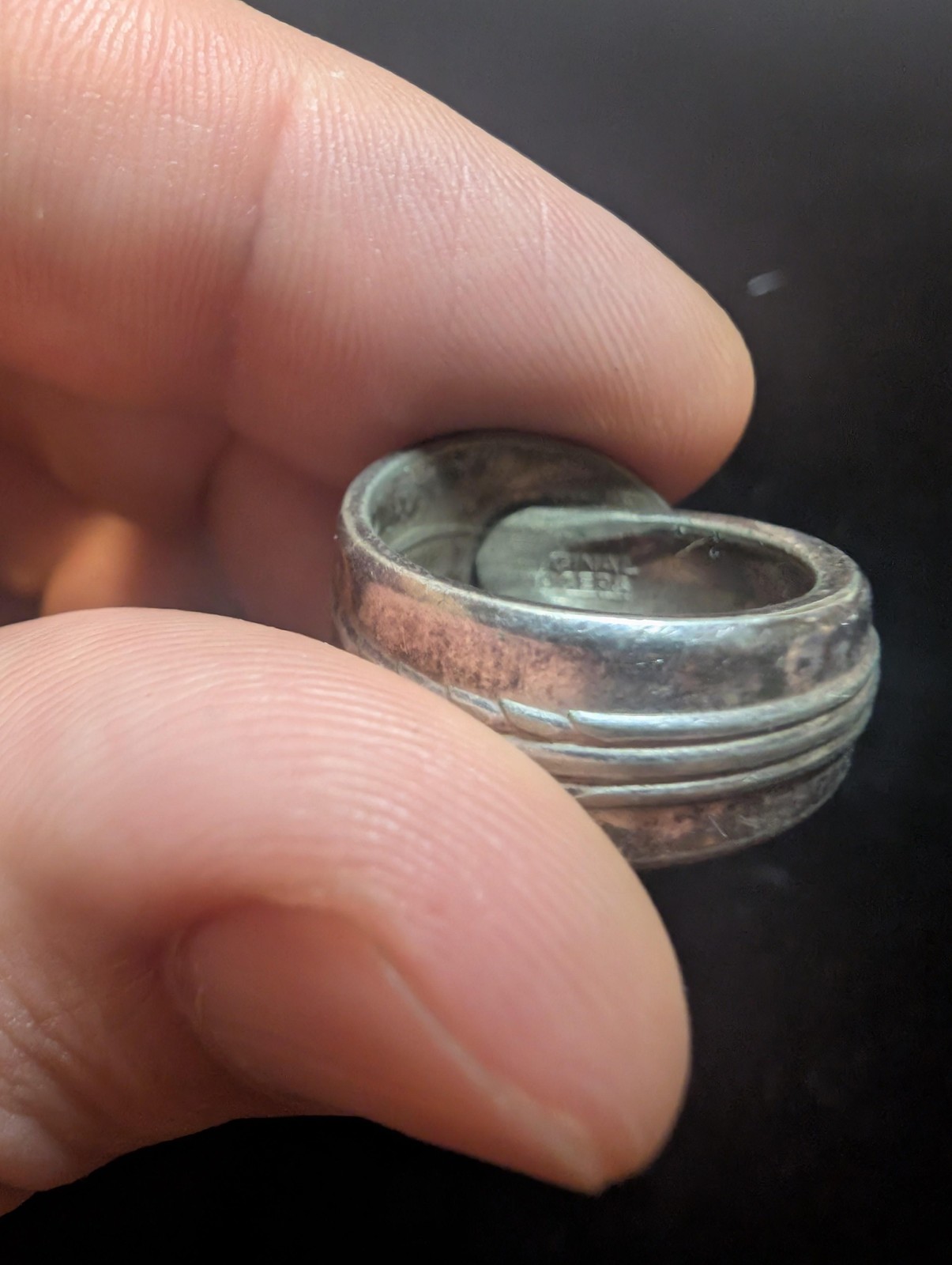 Silver Tone Wrap Band Ring Size 9 Floral Spoon Style Artisan Boho Jewelry
