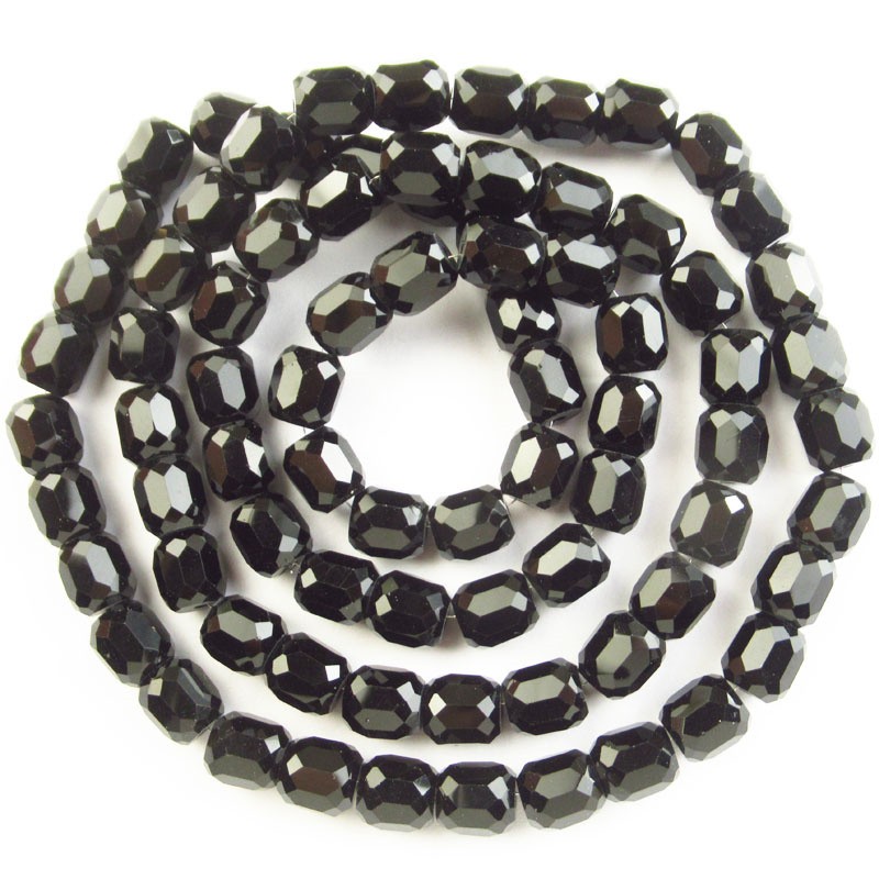 1Strand 8x7mm Faceted Black Crystal Column Loose Bead 24inch SJTZ27