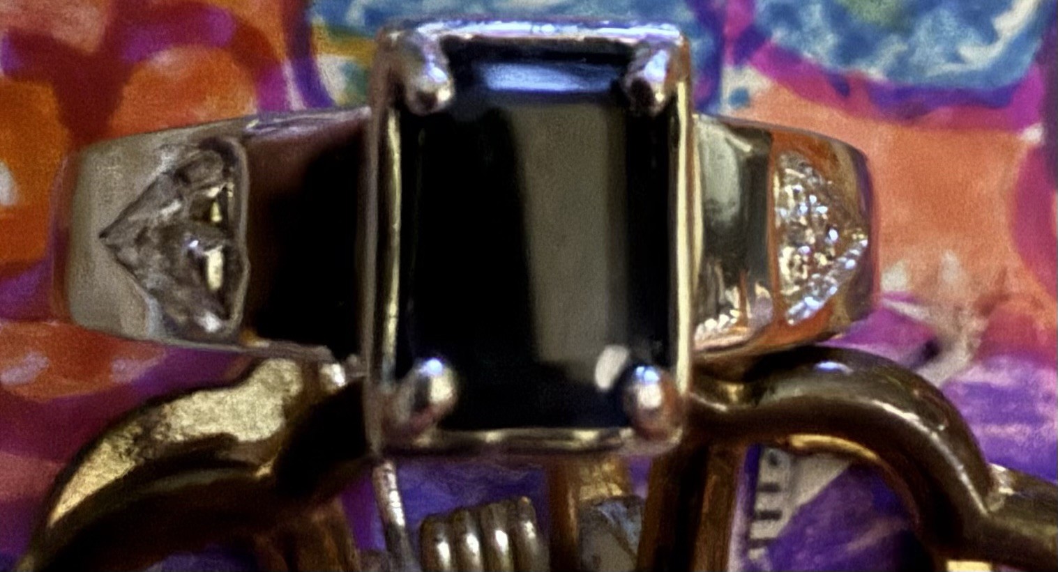New Dark Blue Genuine Sapphire Ring sz7 w/real Diamond accents stamped 925 RT