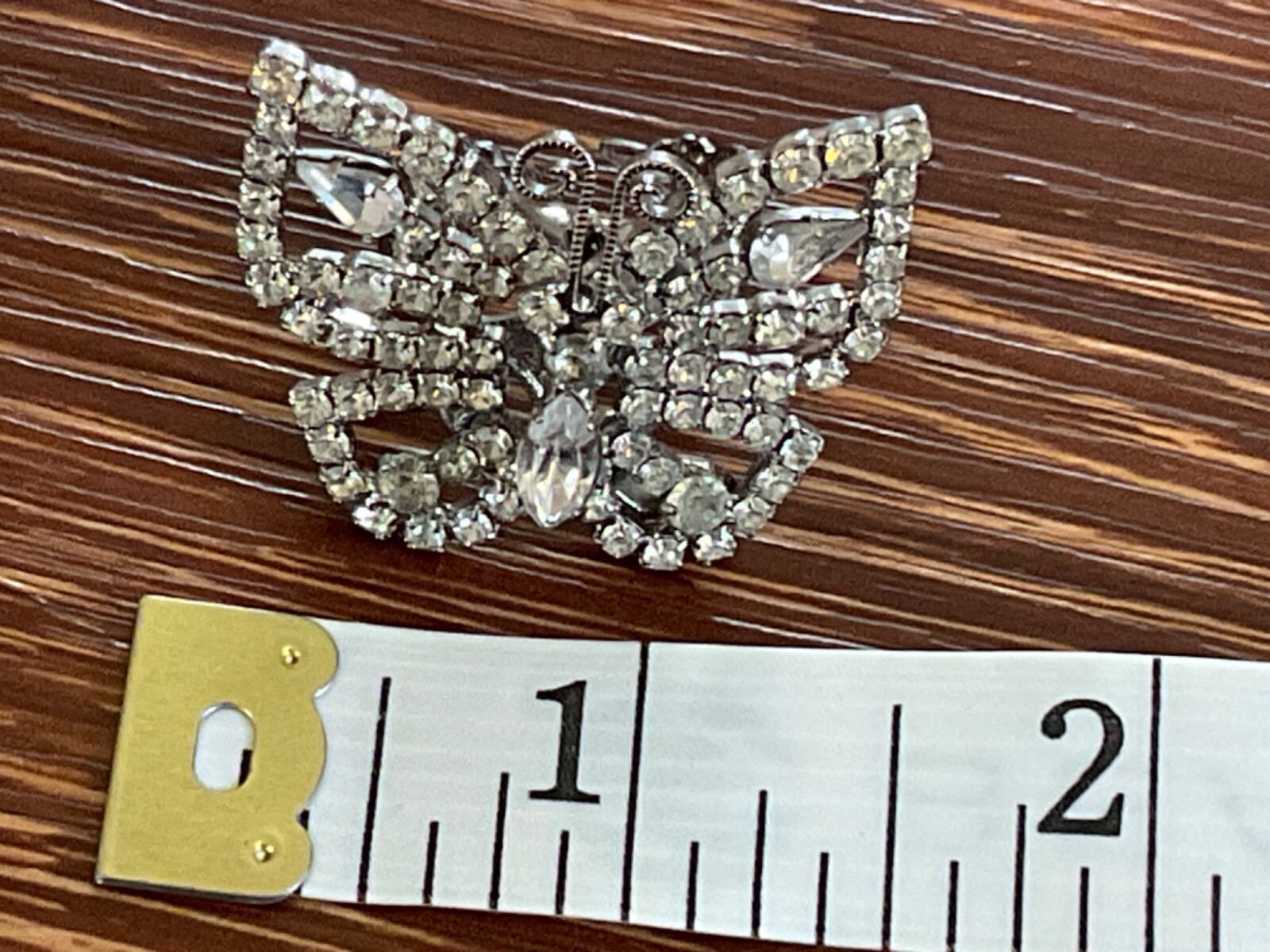 Signed Tiara Misu butterfly Ring Silver Toneotnate filigree 6 7 8 9 rhinestone
