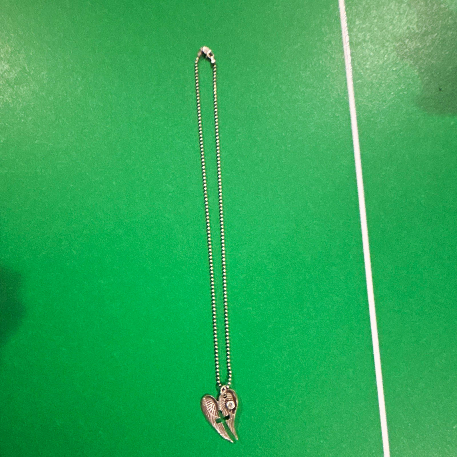 Heart Charm Pendant Necklace Silver Tone Ball/Bead Chain Lobster Closure
