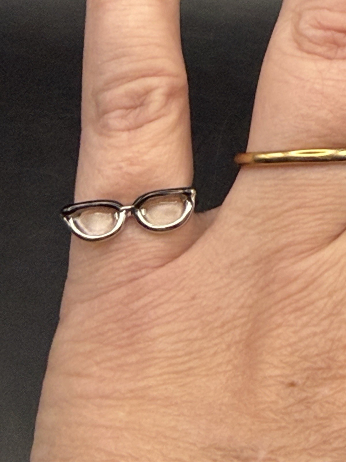 Mini Eyeglasses Glasses Ring Sz 7 Nerd Optometry Unique Boho Quirky Jewelry