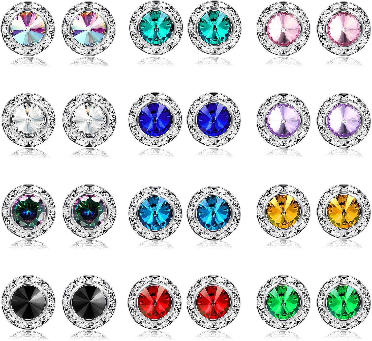 6/12 Pairs Hypoallergenic Dance Competition Earrings for Women Acrylic Halo Crys