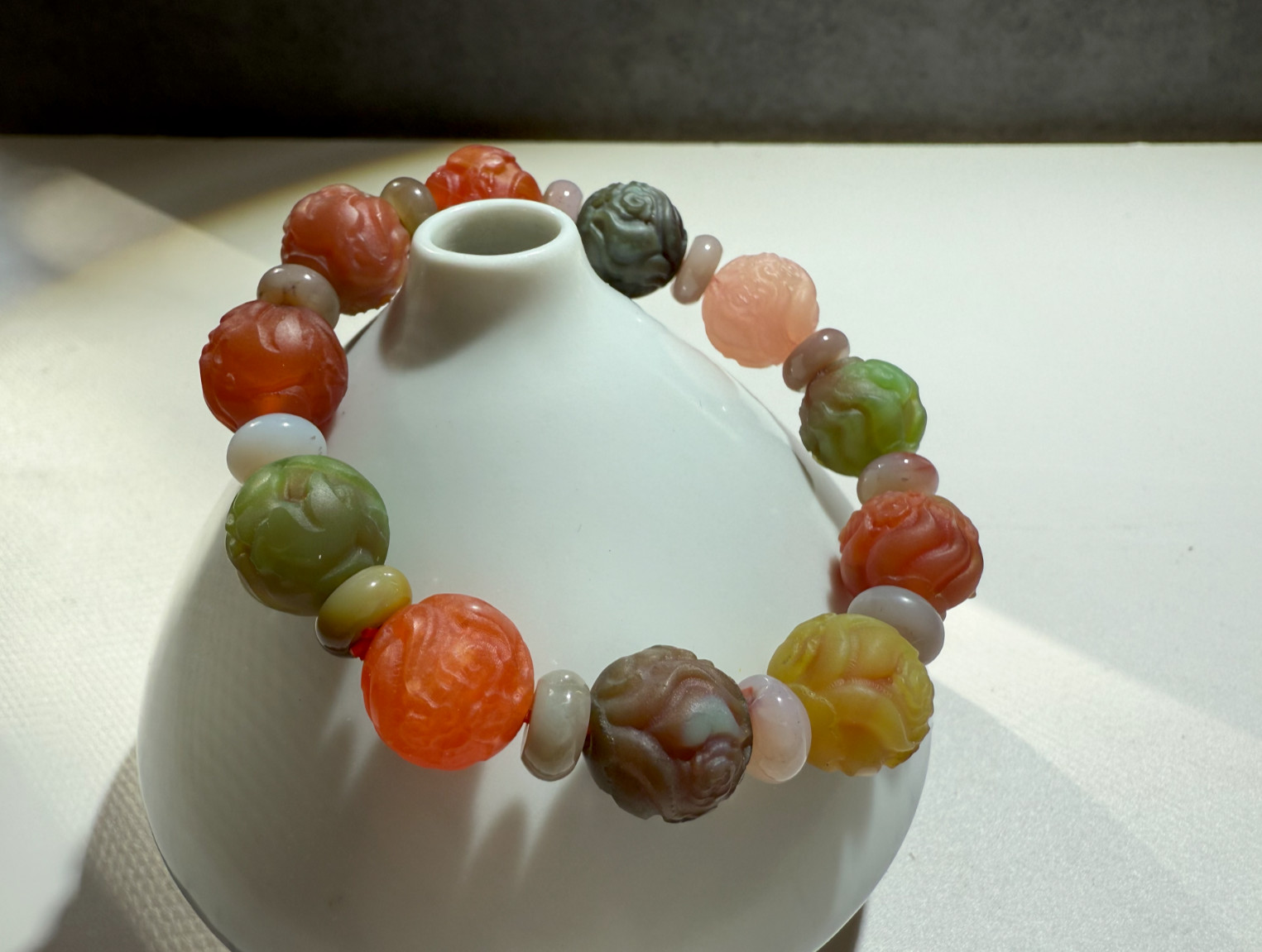13.5mm+ Colorful Skinned Yanyuan Agate Nine-Tail Fox Beaded Bracelet｜多彩盐源手串