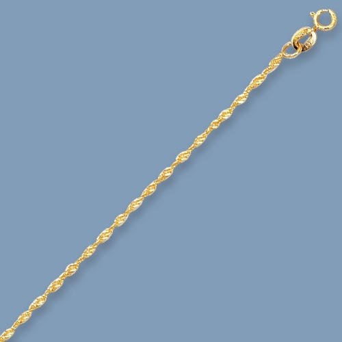 1.5mm Solid Singapore Chain Anklet ANkle Bracelet Real Solid 14K Yellow Gold