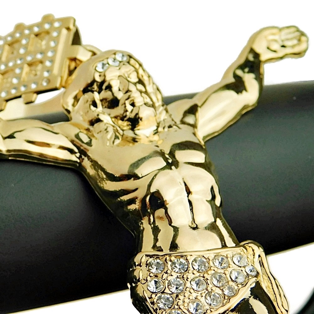 Huge 14k Gold Plated Jesus Body Charm Hip Hop Crucifix Piece Big 4.5″ in Pendant